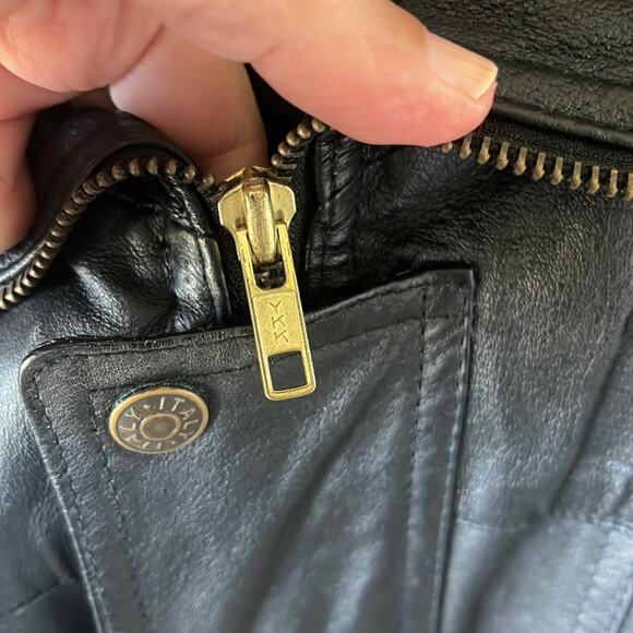 Gianni Velente Made in Italy genuine black leather fully lined Y2K Moto jacket - Picture 3 of 12